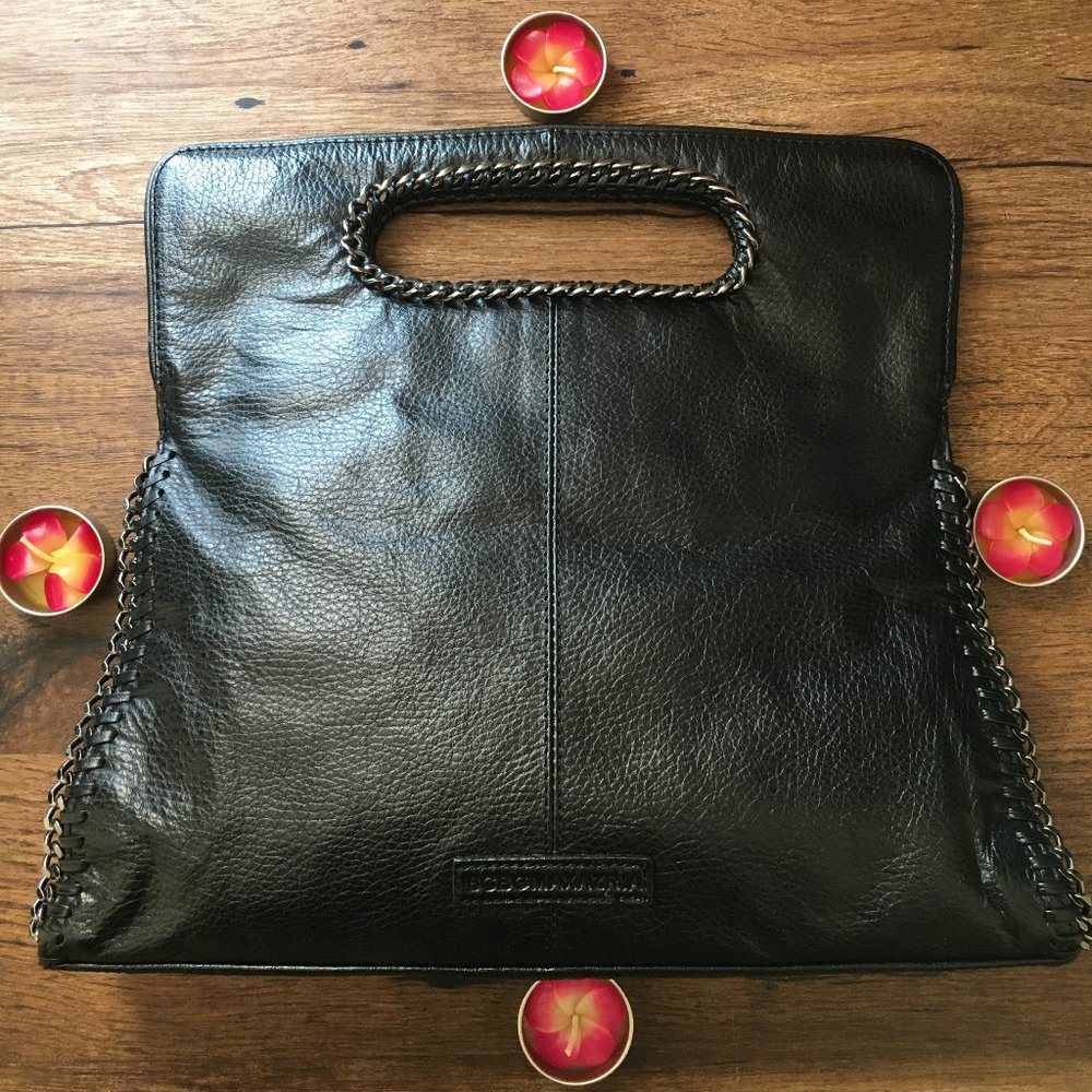 BCBG Mazxazria Pebbled Black Leather Bag